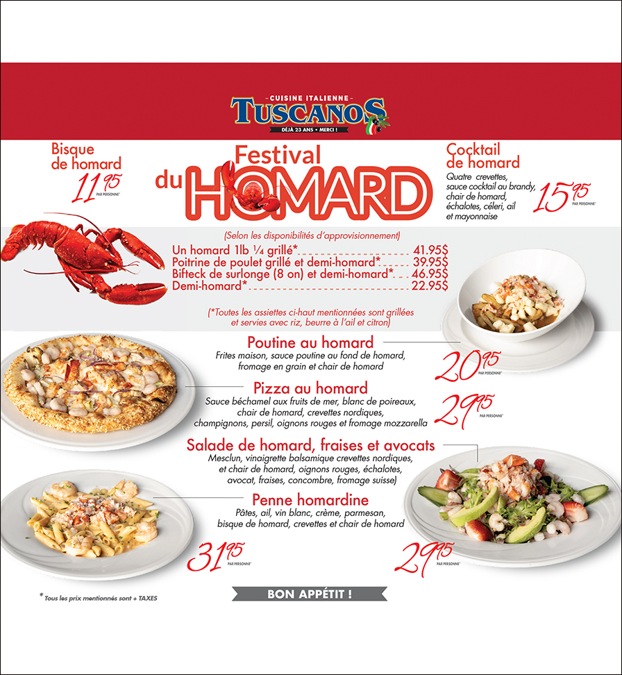 MENU HOMARD